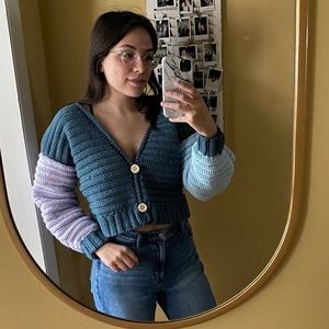 Handmade Crochet Cropped Pastel Cardigan